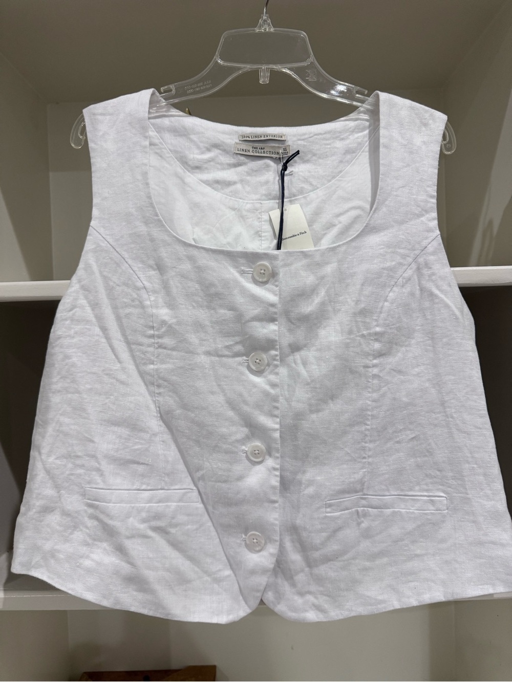 NWT Abercrombie & Fitch White Linen Button-Front Top- sz XL